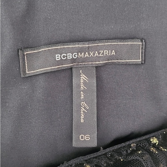 BCBGMaxAzria One Shoulder Black and Gold Tulle Dress - Picture 8 of 13